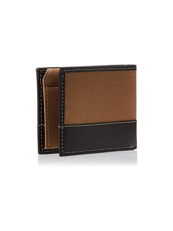 Timberland Men's Baseline Canvas Wallet with Removable Passcase Khaki Black