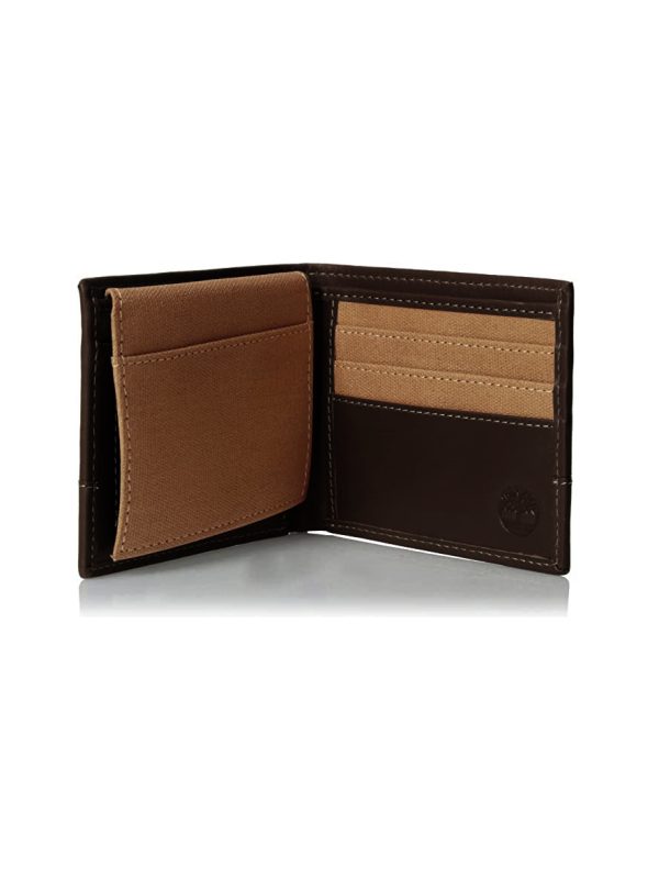 Timberland Men's Baseline Canvas Wallet with Removable Passcase Khaki Black