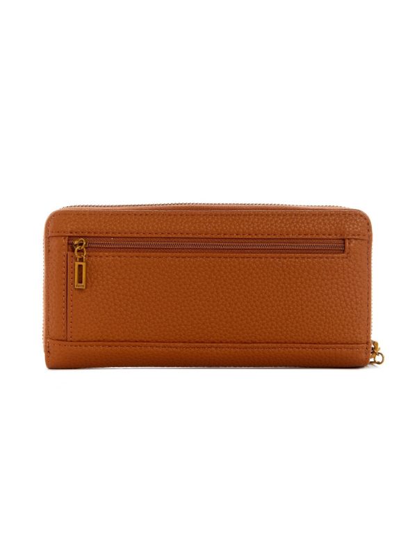 Guess Downtown Chic Large Zip Around Wallet Cognac