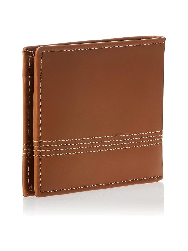 Timberland Men's Genuine Leather Slim Bifold Wallet with Matching Fob Set Tan
