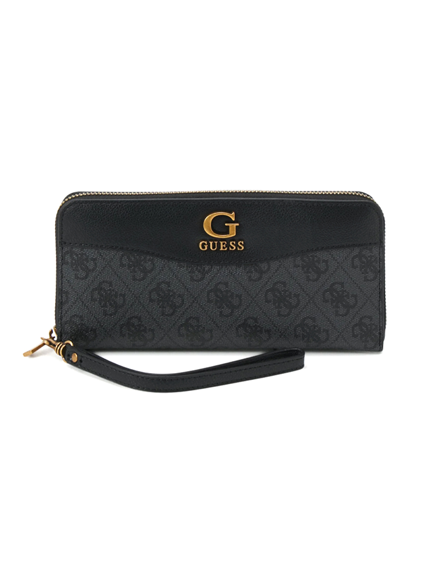 Guess Nell Logo SLG Large Zip Around Wallet Coal Logo