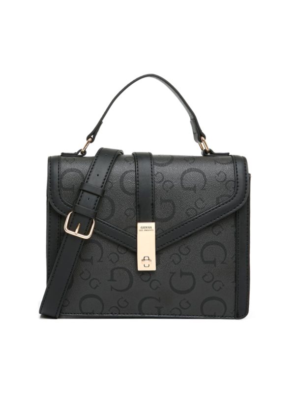 Guess Delvin Crossbody Flap Bag Coal