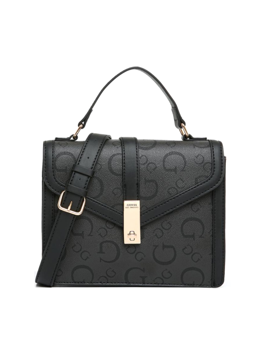 Guess Delvin Crossbody Flap Bag Coal