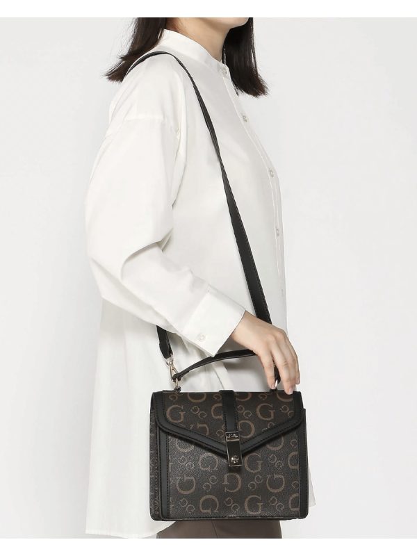 Guess Delvin Crossbody Flap Bag Coal