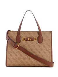 Guess Izzy Two Compartment Tote Bag Latte Logo Brown