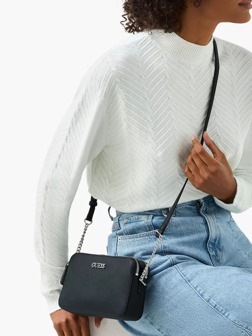Guess Tidewood Mini Compartment Crossbody Black