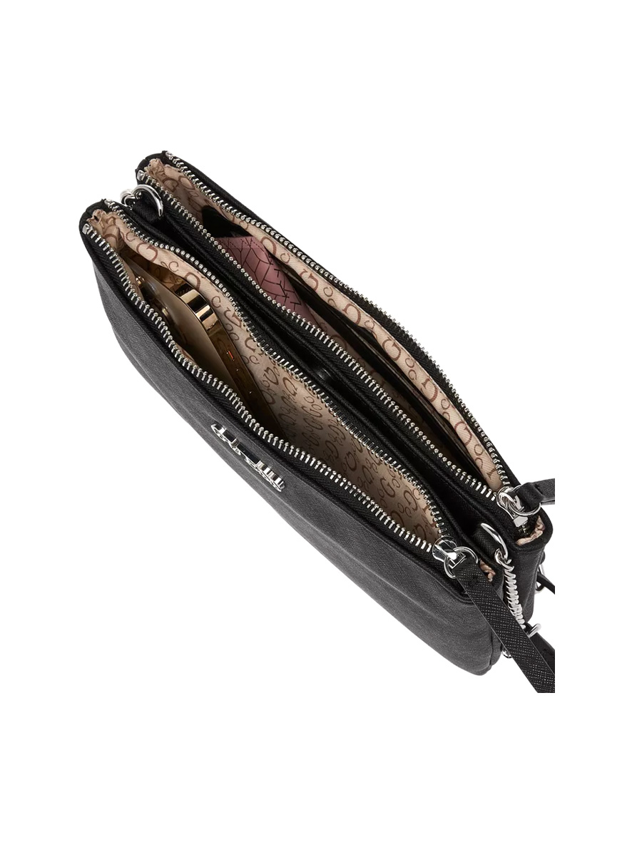 Guess Tidewood Mini Double Zip Compartment Crossbody Black