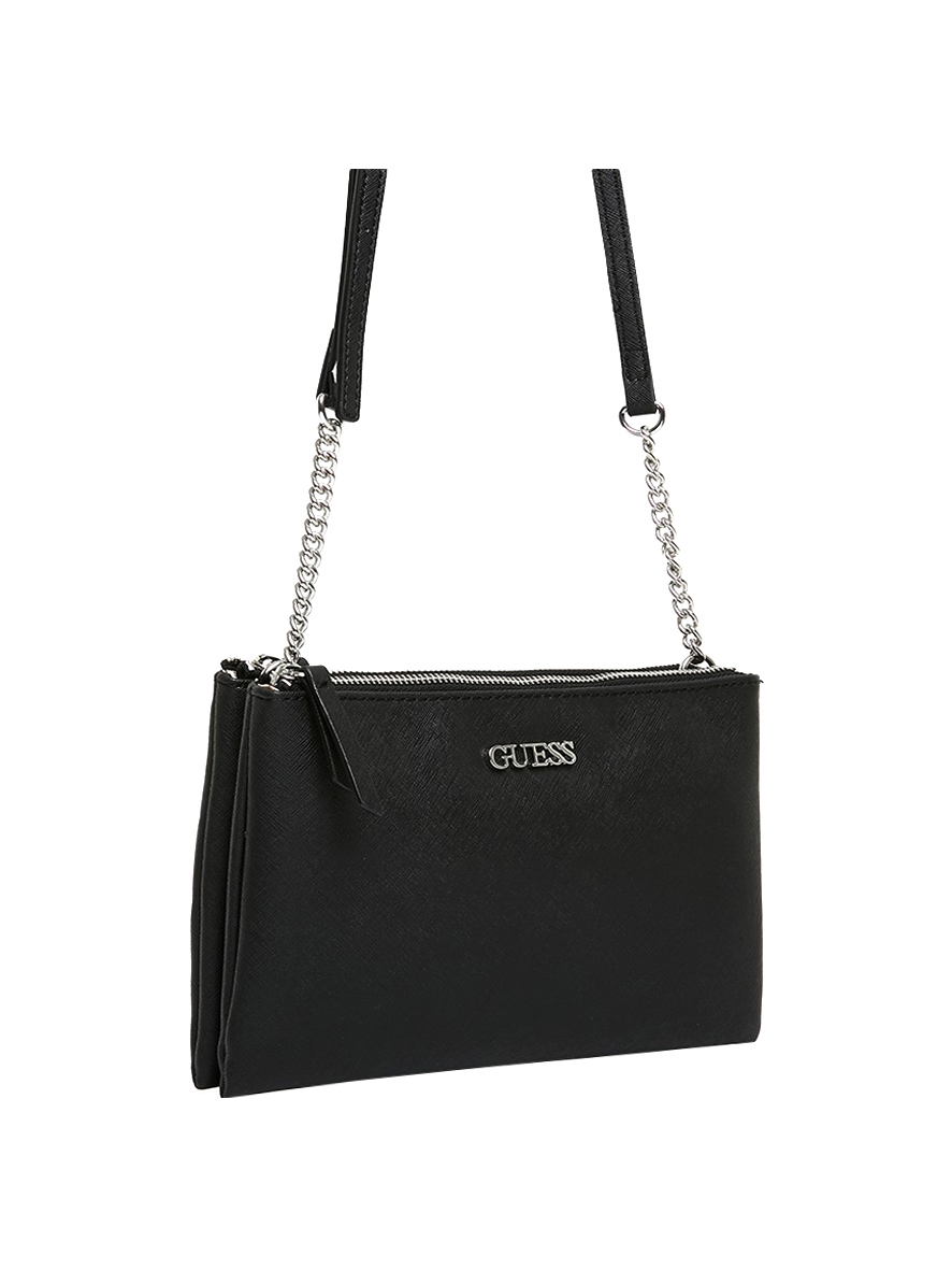 Guess Tidewood Mini Double Zip Compartment Crossbody Black