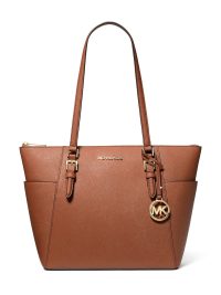 Michael Kors Charlotte Large Saffiano Leather Top-Zip Tote Bag Luggage