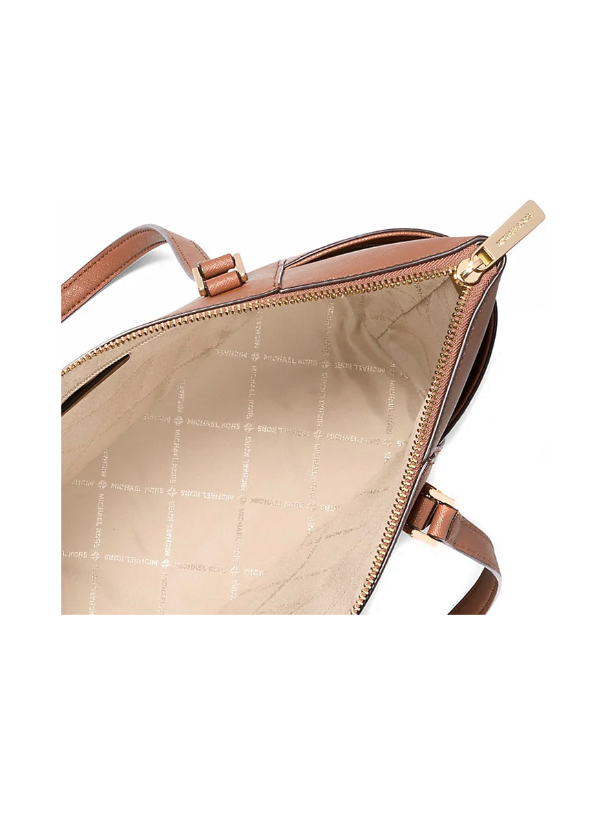 Michael Kors Charlotte Large Saffiano Leather Top-Zip Tote Bag Luggage