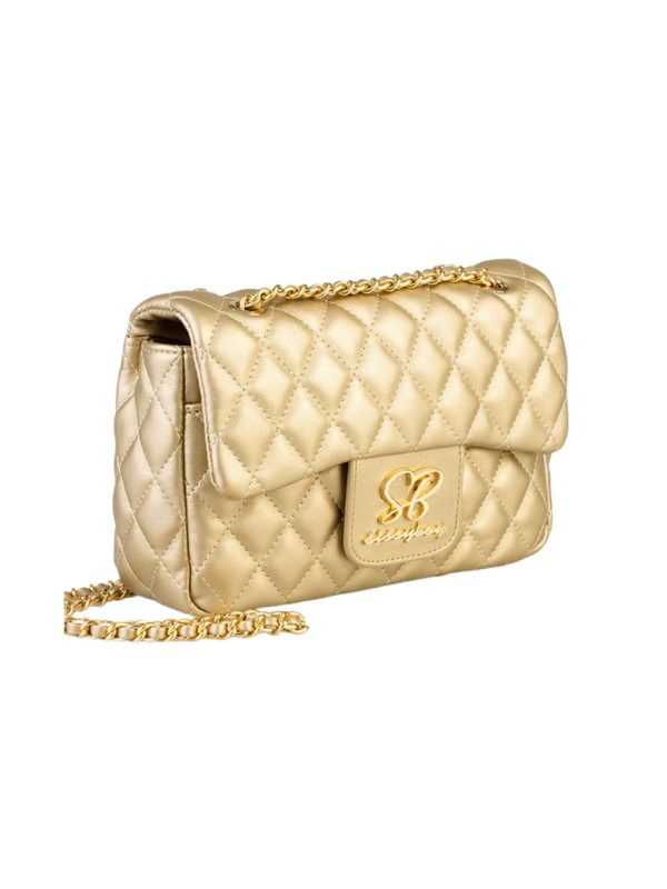 Sissy Boy Built To Quilt Quilted Shoulder Bag Gold