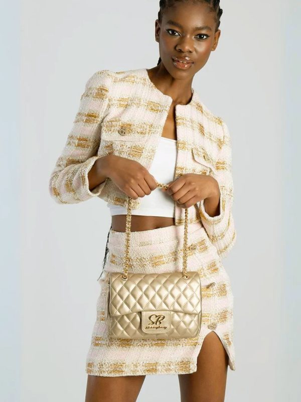 Sissy Boy Built To Quilt Quilted Shoulder Bag Gold