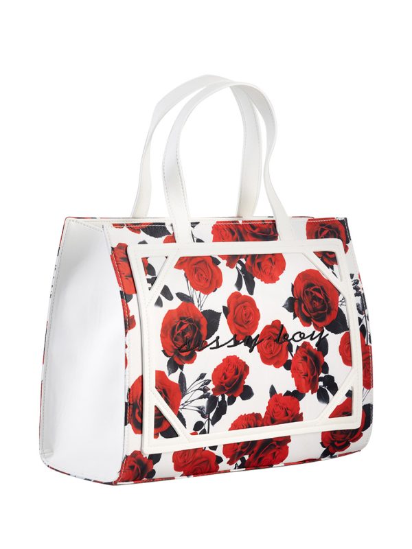 Sissy Boy Rose Print Tote There She Rose Red White