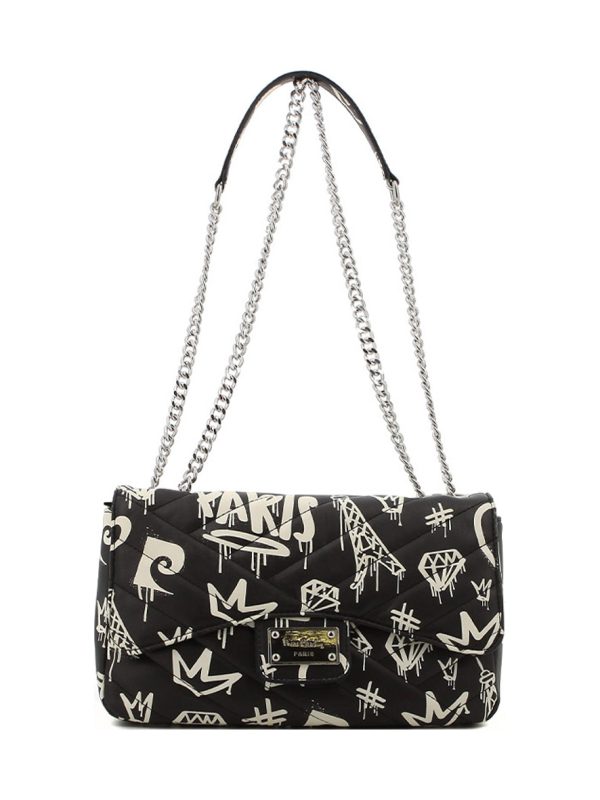Pierre Cardin Cassidy Chain Bag Black with White Print