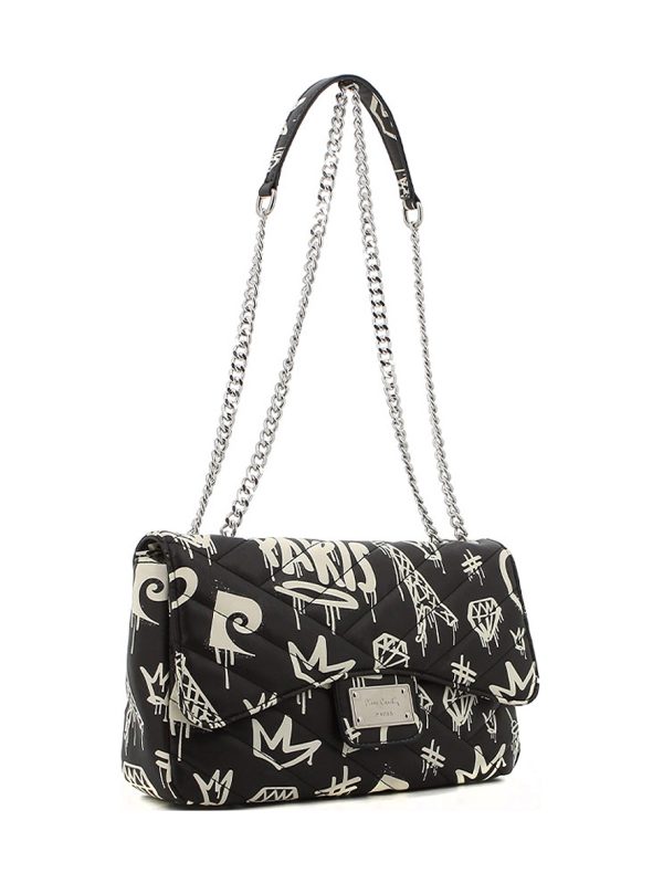 Pierre Cardin Cassidy Chain Bag Black with White Print