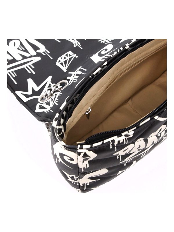 Pierre Cardin Cassidy Chain Bag Black with White Print