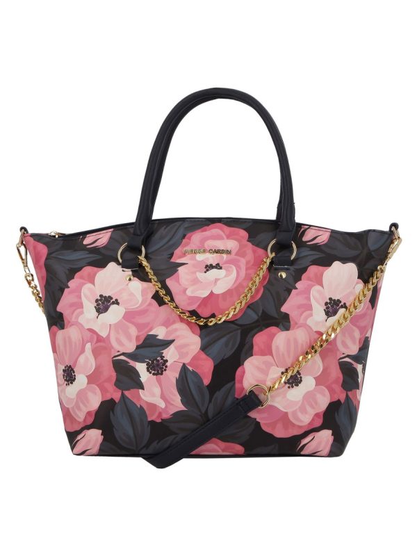 Pierre Cardin Victoria Floral Carryall Tote Bag Black