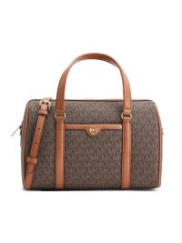 Michael Kors Jet Set Travel Medium Signature Logo Duffel Crossbody Bag Brown