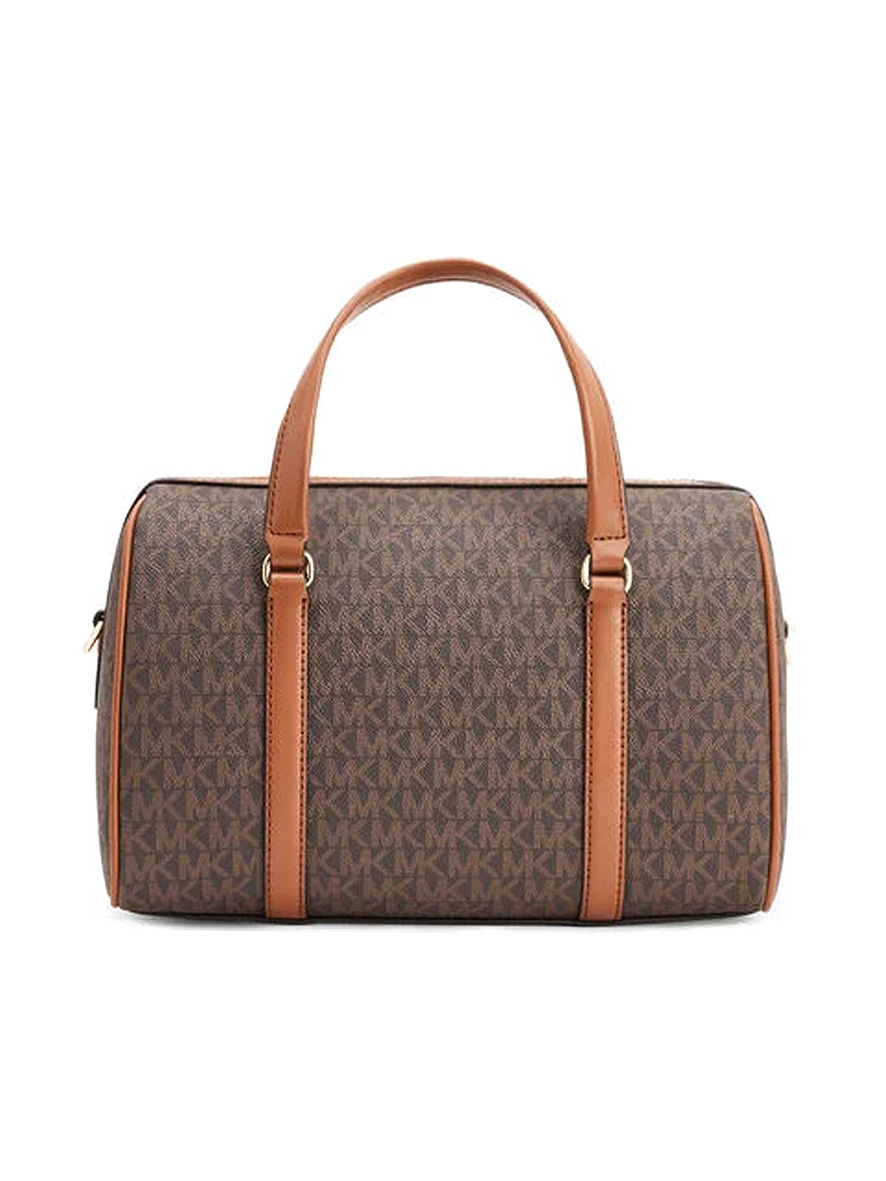 Michael Kors Jet Set Travel Medium Signature Logo Duffel Crossbody Bag Brown
