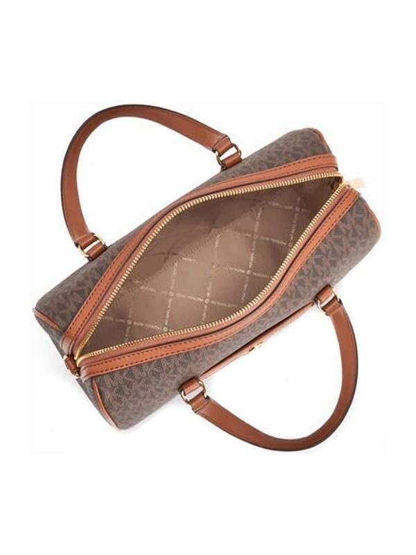 Michael Kors Jet Set Travel Medium Signature Logo Duffel Crossbody Bag Brown