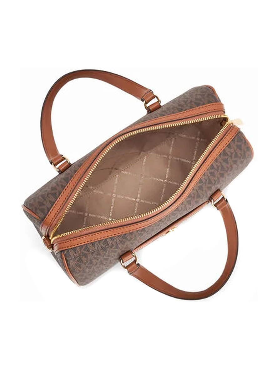 Michael Kors Jet Set Travel Medium Signature Logo Duffel Crossbody Bag Brown