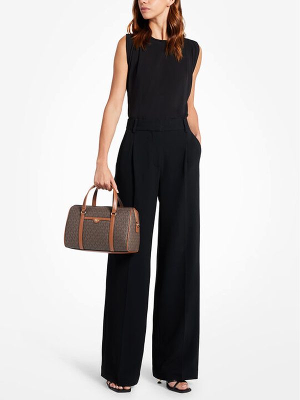 Michael Kors Jet Set Travel Medium Signature Logo Duffel Crossbody Bag Brown