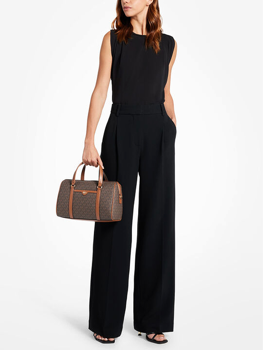 Michael Kors Jet Set Travel Medium Signature Logo Duffel Crossbody Bag Brown