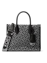 Michael Kors Mirella Small Metallic Logo Jacquard Crossbody Bag Black Silver
