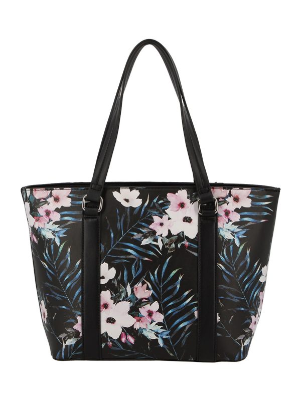 Pierre Cardin Kaelyn Medium Tote Tropical Black Floral