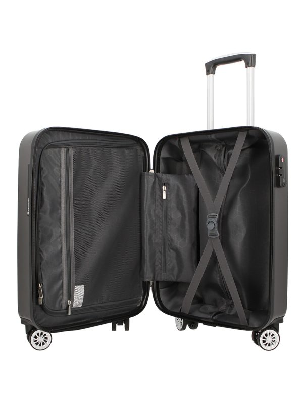 Pierre Cardin Gaspar ABS 20' Hard Case Luggage Bag Charcoal Grey