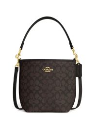 Coach City Bucket Bag In Signature Canvas Gold Walnut Black