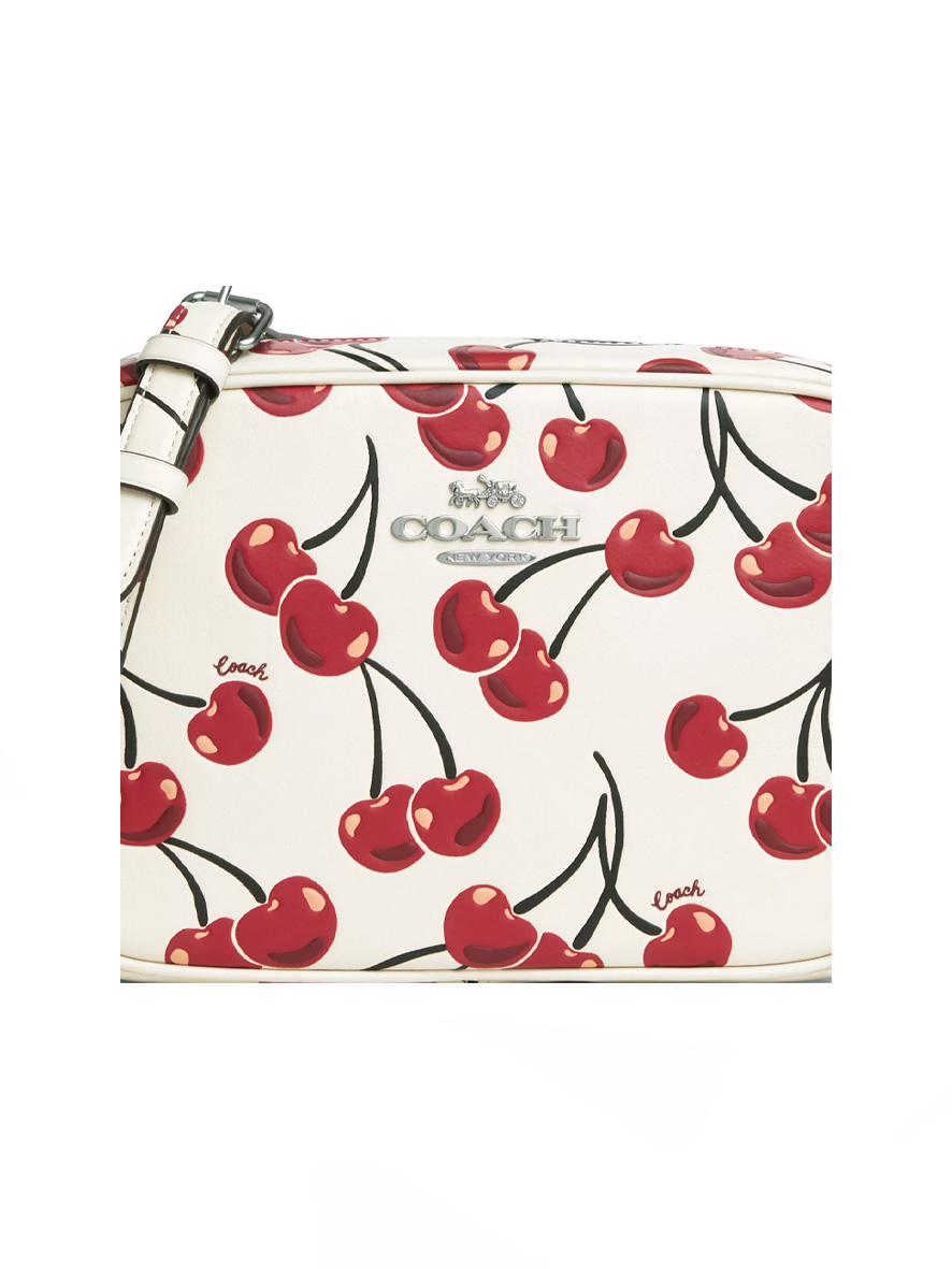 Coach Jamie Camera Bag With Cherry Print Silver Chalk Multi