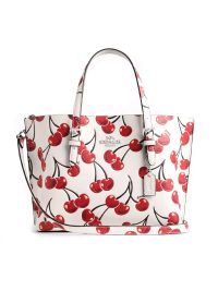 Coach Mollie Tote Bag 25 With Cherry Print Silver Chalk Multi