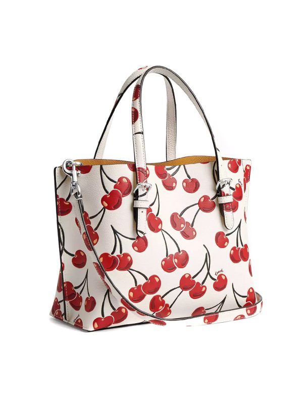 Coach Mollie Tote Bag 25 With Cherry Print Silver Chalk Multi