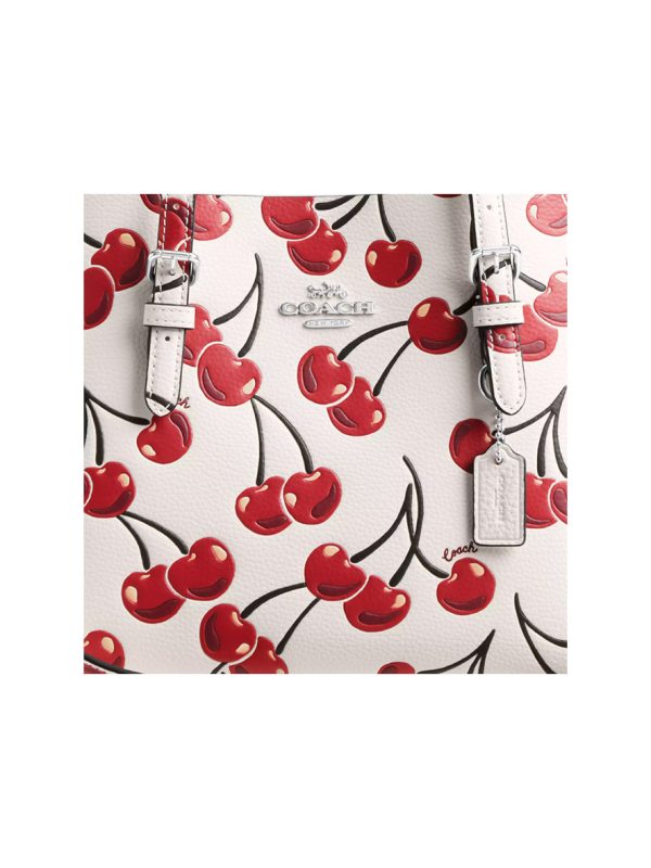 Coach Mollie Tote Bag 25 With Cherry Print Silver Chalk Multi