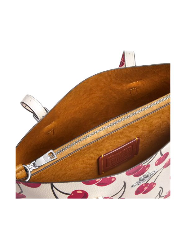 Coach Mollie Tote Bag 25 With Cherry Print Silver Chalk Multi