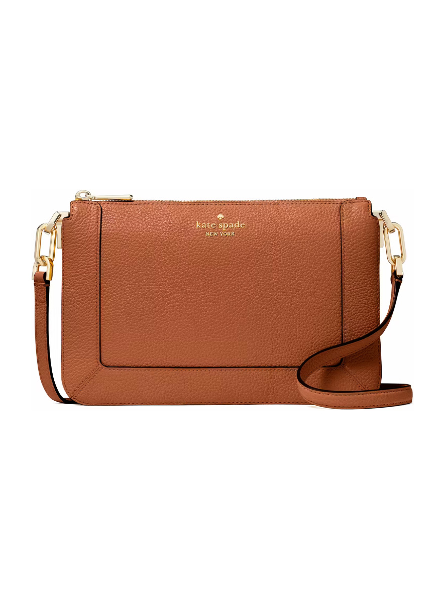Kate Spade New York Lena Pebbled Leather Double Compartment Crossbody Warm Ginger