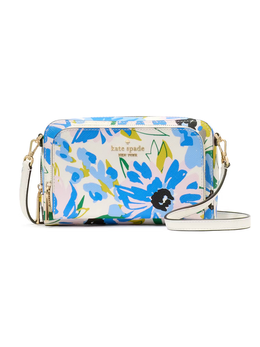 Kate Spade Staci Floral Dual Zip Around Mini Crossbody Cream Multi