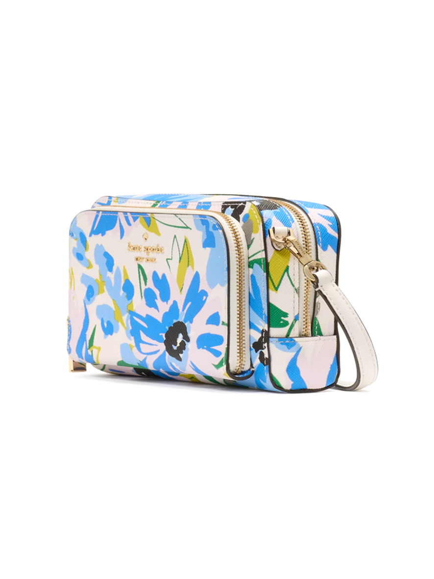 Kate Spade Staci Floral Dual Zip Around Mini Crossbody Cream Multi