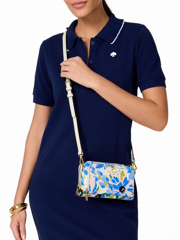Kate Spade Staci Floral Dual Zip Around Mini Crossbody Cream Multi
