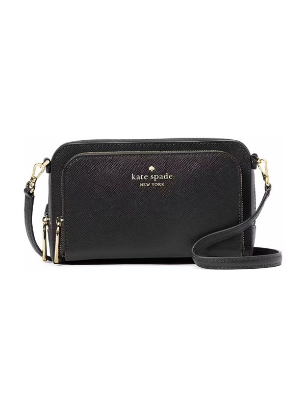 Kate Spade Staci Saffiano Leather Dual Zip Around Mini Crossbody Black