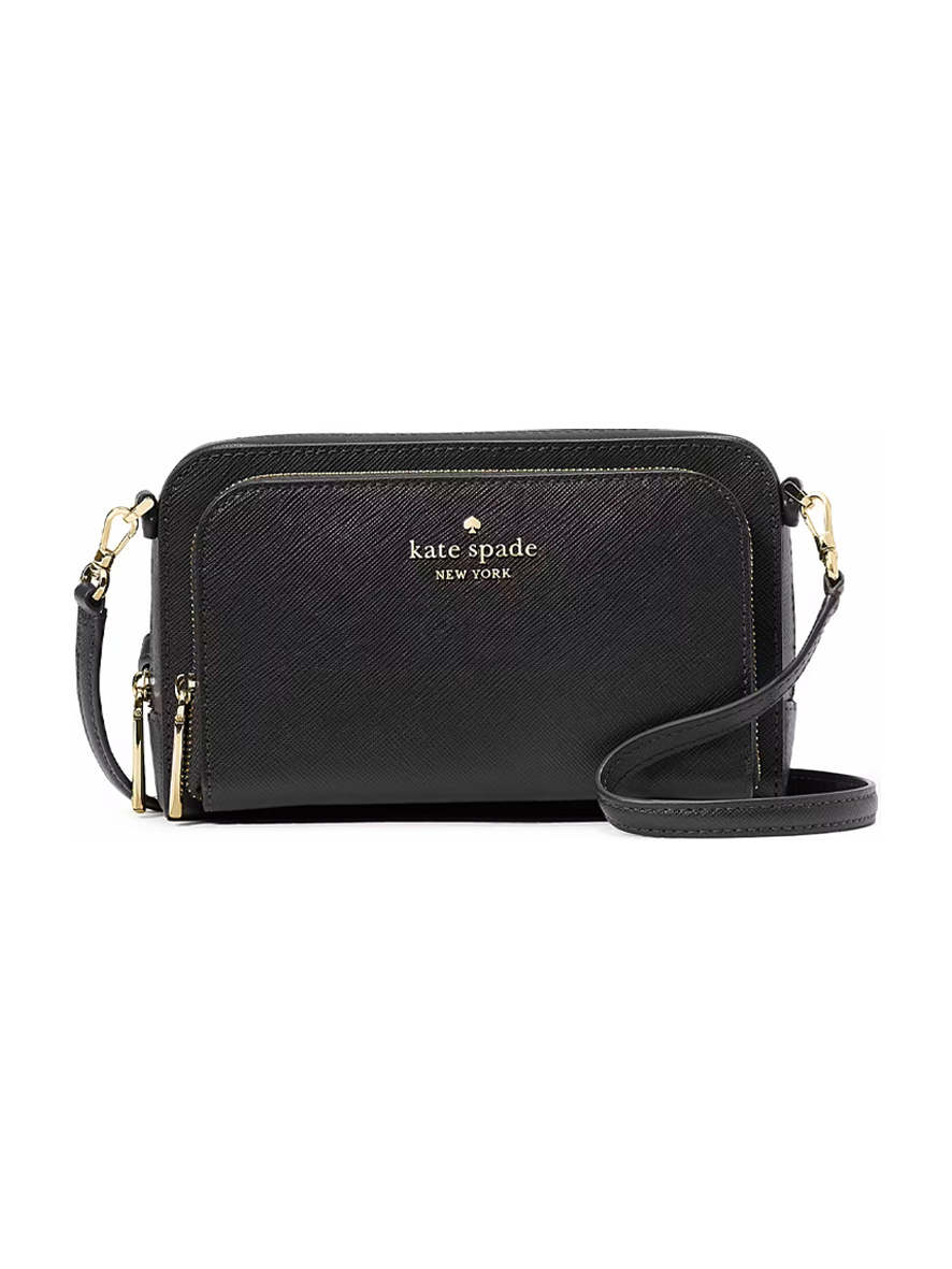 Kate Spade Staci Saffiano Leather Dual Zip Around Mini Crossbody Black