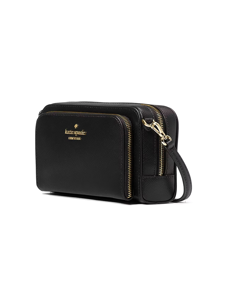 Kate Spade Staci Saffiano Leather Dual Zip Around Mini Crossbody Black