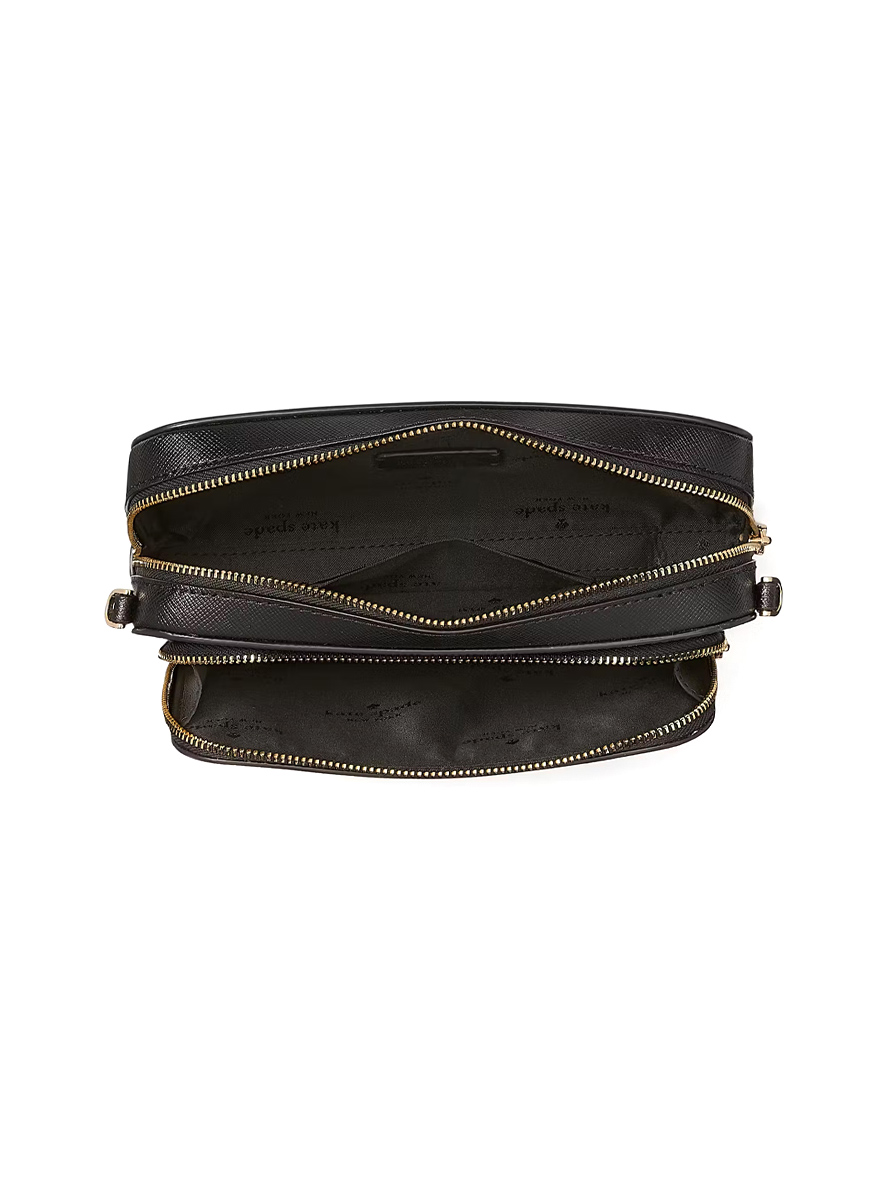 Kate Spade Staci Saffiano Leather Dual Zip Around Mini Crossbody Black