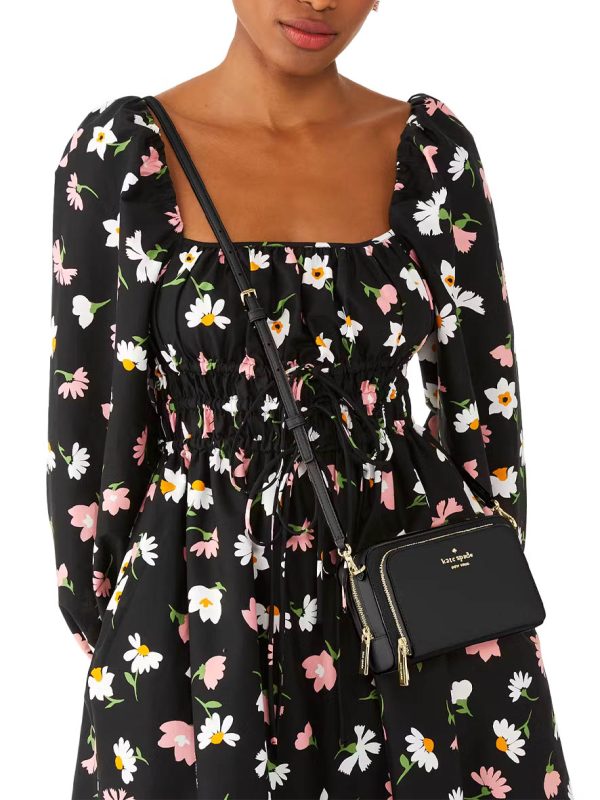 Kate Spade Staci Saffiano Leather Dual Zip Around Mini Crossbody Black