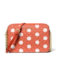 Michael Kors Jet Set Large Polka Dot Signature Logo Crossbody Bag Red Clay
