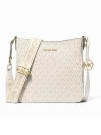 Michael Kors Jet Set Travel Small Signature Logo Messenger Bag Light Cream Multi