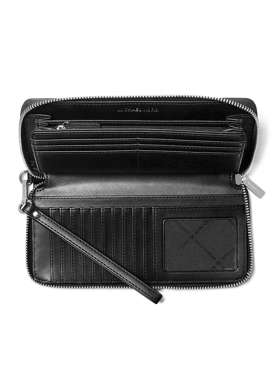 Michael Kors Jet Set Travel Zebra Print Calf Hair Continental Wallet Black White