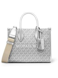 Michael Kors Mirella Small Metallic Signature Logo Crossbody Bag Silver