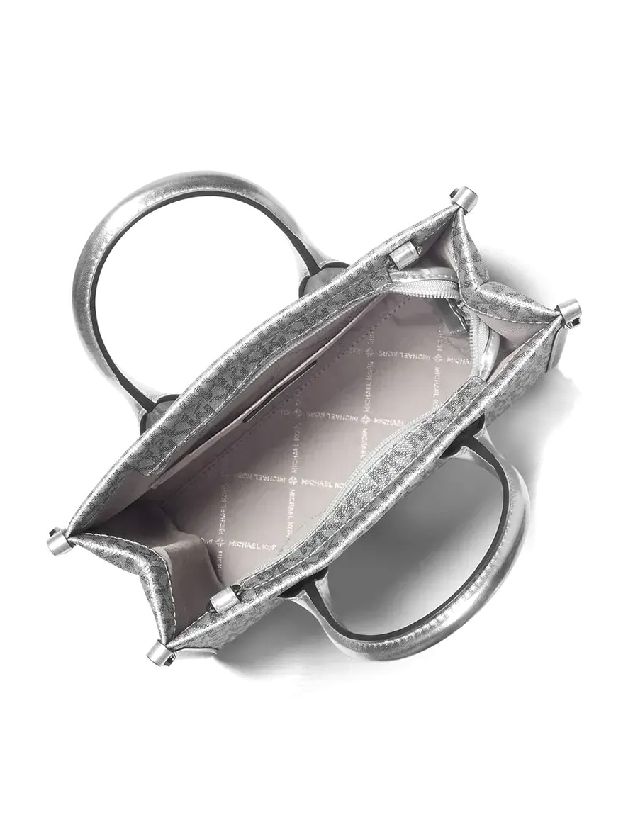 Michael Kors Mirella Small Metallic Signature Logo Crossbody Bag Silver